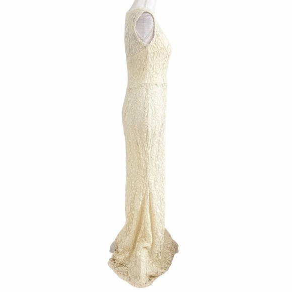 MANIJU OFF WHITE LACE SWEETHEART SLEEVELESS EVENING PROM FORMAL GOWN DRESS - M - Picture 2 of 10